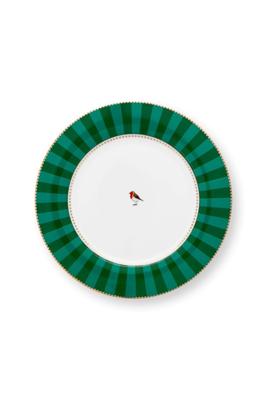 Pip Studio Love Birds Dinerbord Strepen Groen 26.5cm