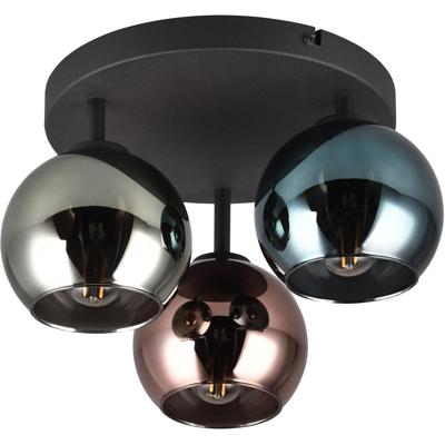 LED Plafondspot 3-Lichts Zwart met Multicolor Glas | E14 Fitting