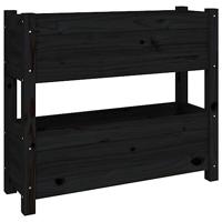 VidaXL Plantenbak 77x25x66 cm massief grenenhout zwart - thumbnail