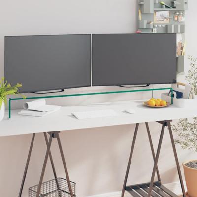 VidaXL Tv-meubel/monitorverhoger transparant 110x30x13 cm glas