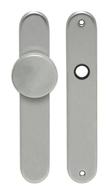 Knop/krukschild afgerond LS rvs mat blind