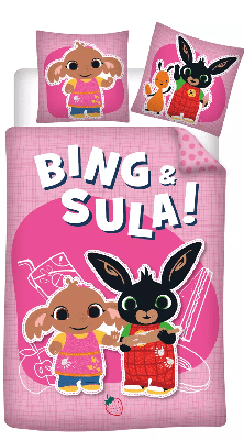 Bing en Sula peuterdekbedovertrek - 100 x 135 cm - Katoen - Roze