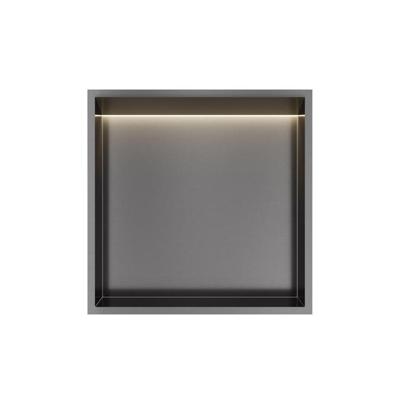 Hotbath &MORE Inbouwnis 30x30x10cm met LED IP44 Geborsteld Gunmetal PVD Hotbath &MORE Inbouwnis 30x30x10cm met LED IP44 Geborsteld Gunmetal PVD
