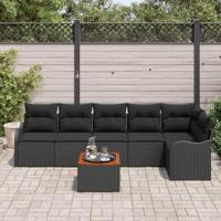 Tuinbankenset met opslag 7 pcs Zwart poly rattan - thumbnail