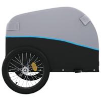 VidaXL Fietstrailer 45 kg ijzer zwart en blauw - thumbnail