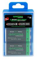 PATONA 9V blok rookmelder accu's 3,6Wh (2-pack), oplaadbaar via USB-C (500mA), USB-C oplaadkabel met 2 aansluitingen voor afstandsbedieningen, draadloze microfoons, wekker en zaklamp - thumbnail
