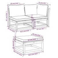 3-delige Loungeset met kussens massief acaciahout - thumbnail