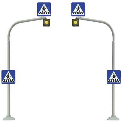 Busch 5916 H0 Set van 2 stuks Voetgangers-verkeerslichten incl. zebrastrepen Bouwpakket