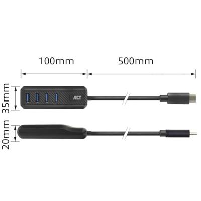 ACT AC6420 USB-C hub zwart - thumbnail