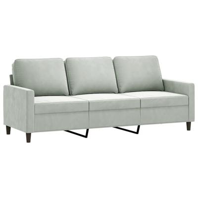 3-delige Loungeset met kussens fluweel lichtgrijs - thumbnail