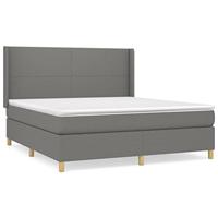 Boxspring met matras stof donkergrijs 160x200 cm - thumbnail
