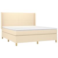 Boxspring met matras en LED stof crèmekleurig 160x200 cm - thumbnail