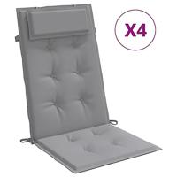 VidaXL Stoelkussens 4 st hoge rug oxford stof grijs - thumbnail