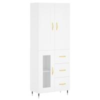 Hoge kast 69,5x34x180 cm bewerkt hout wit - thumbnail