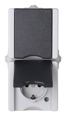 ProAQA wandcontactdoos IP44 2V RA verticaal met klapdeksel