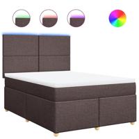 Boxspring met matras stof donkerbruin 140x200 cm - thumbnail