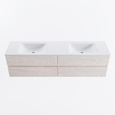 MONDIAZ VICA 180cm badmeubel onderkast Underlayment 4 lades. Wastafel CLOUD dubbel zonder kraangat, kleur Talc.