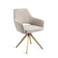 Jesper Home Yanai eetkamerstoel Caramel Grid turn gold - thumbnail