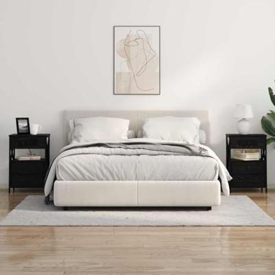 Nachtkastje 2 pcs Zwart eiken 40 x 31 x 60 cm Bewerkt hout