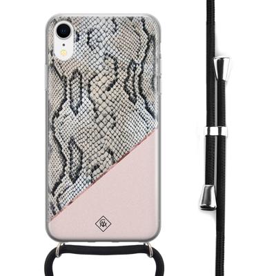 iPhone XR hoesje met koord - Snake print roze iPhone XR hoesje met koord - Snake print roze