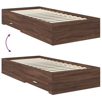 Bedframe met hoofdeinde Bruin Eiken 75 x 190 cm Bewerkt hout