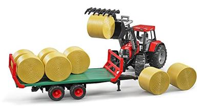 Bruder balentransport aanhanger met 8 ronde balen 1:16 - thumbnail