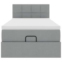 Ottoman bed met matras en LED's 100x200 cm stof lichtgrijs - thumbnail