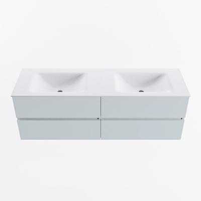 MONDIAZ VICA 150cm badmeubel onderkast Clay 4 lades. Wastafel CLOUD dubbel zonder kraangat, kleur Talc.