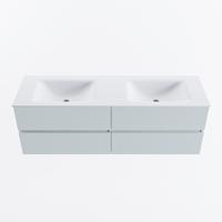 MONDIAZ VICA 150cm badmeubel onderkast Clay 4 lades. Wastafel CLOUD dubbel zonder kraangat, kleur Talc. - thumbnail