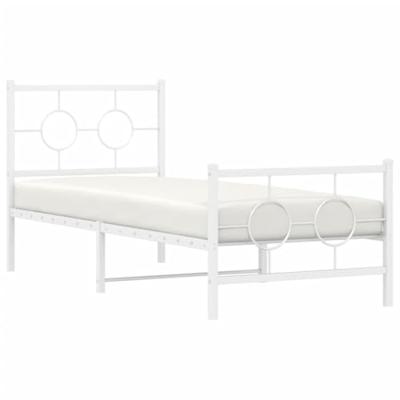 Bedframe met hoofd- en voeteneinde metaal wit 75x190 cm Bedframe met hoofd- en voeteneinde metaal wit 75x190 cm