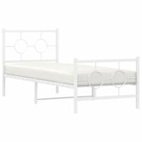 Bedframe met hoofd- en voeteneinde metaal wit 75x190 cm - thumbnail
