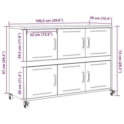 Dressoir 100,5x39x72 cm staal mosterdgeel