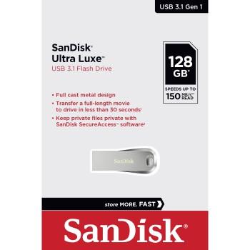SanDisk Ultra Luxe USB-stick 128 GB Zilver SDCZ74-128G-G46 USB-A 3.2 Gen 1