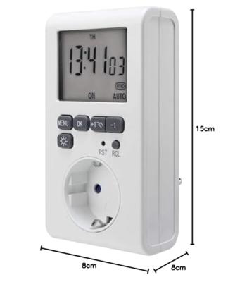 Sygonix SY-3057190 Stopcontact-schakelklok Digitaal Weekprogramma 3680 W IP20 Countdown-functie, Timer-functie