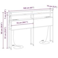 Opberghoofdbord met plank Zwart eiken 160 cm Bewerkt hout - thumbnail