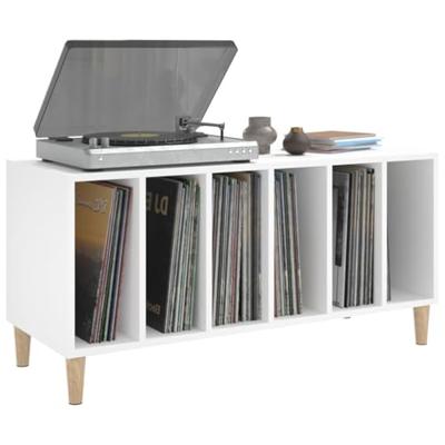 Platenkast 100x38x48 cm bewerkt hout wit - thumbnail