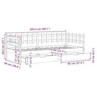 Slaapbank met lades 80x200 cm massief grenenhout wit - thumbnail