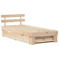 Bedframe met lade met hoofdeinde met opslag Bruin 75 x 190 cm Massief grenenhout - thumbnail