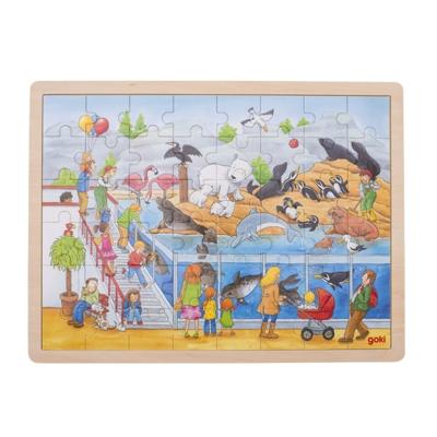 Goki houten legpuzzel dierentuin, 48st.