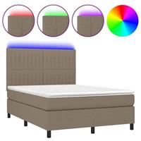 Boxspring met matras en LED stof taupe 140x190 cm - thumbnail