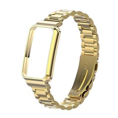 Metalen schakelband met case - Goud - Xiaomi Smart band 7 Pro