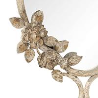 Clayre & Eef Spiegel 25x57 cm Beige Ijzer Rond Bloemen Grote Spiegel - thumbnail