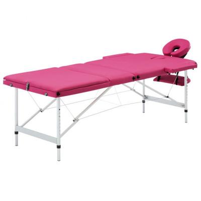 VidaXL Massagetafel inklapbaar 3 zones aluminum roze