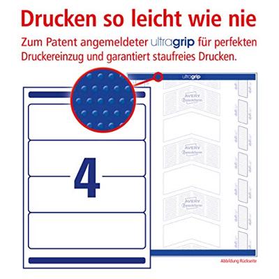 Rugetiket avery breed 59x192mm zelfklevend wit