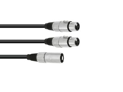 OMNITRONIC Adaptercable XLR(M)/2xXLR(F) 0.5m bk