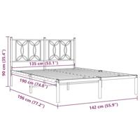 Bedframe met hoofdbord metaal zwart 135x190 cm - thumbnail