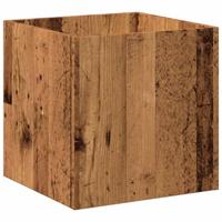 Plantenbak 40x40x40 cm bewerkt hout oud houtkleurig - thumbnail
