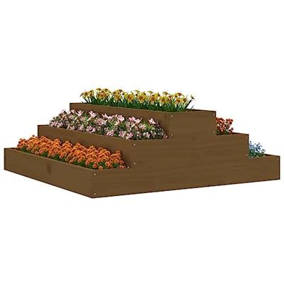 VidaXL Plantenbak 80x80x27 cm massief grenenhout honingbruin