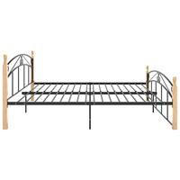 Bedframe metaal en massief eikenhout zwart 200x200 cm - thumbnail