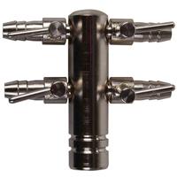 Europond Verchroomde Luchtverdeler 9mm - 4 Verstelbare Uitgangen & Regelkraan - thumbnail